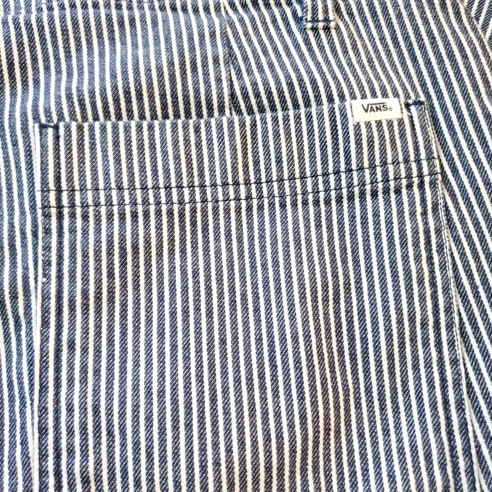 Vans Striped Blue and White Wide Leg Cropped Pants Jeans, Size 29 - Picture 9 of 14